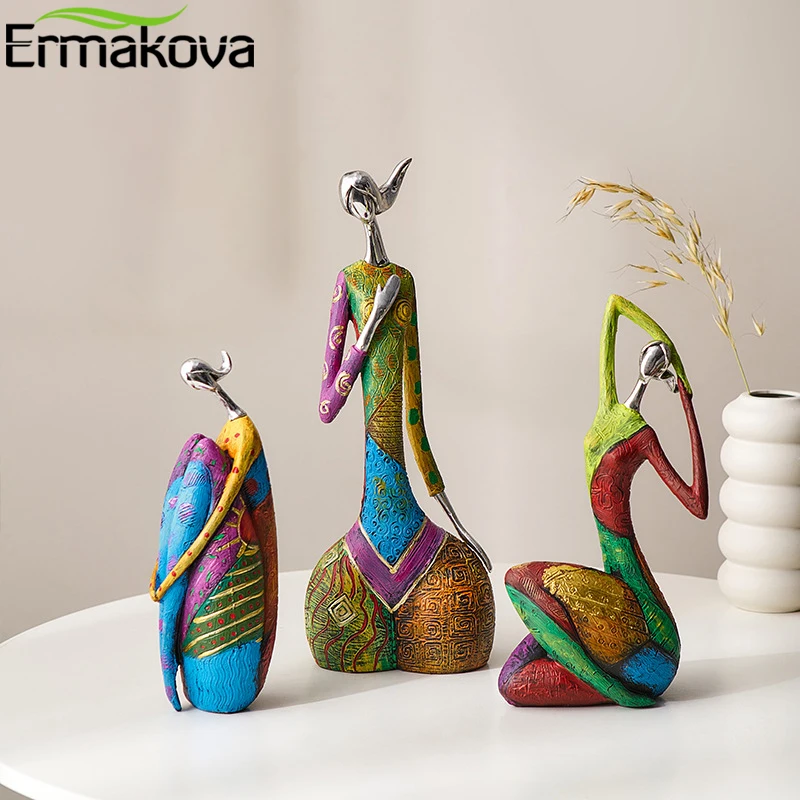 ERMAKOVA Nordic Home Abstract Art Woman  Living Room Decoration Statue Resin Crafts Indoor Room Desktop Animal Decoration