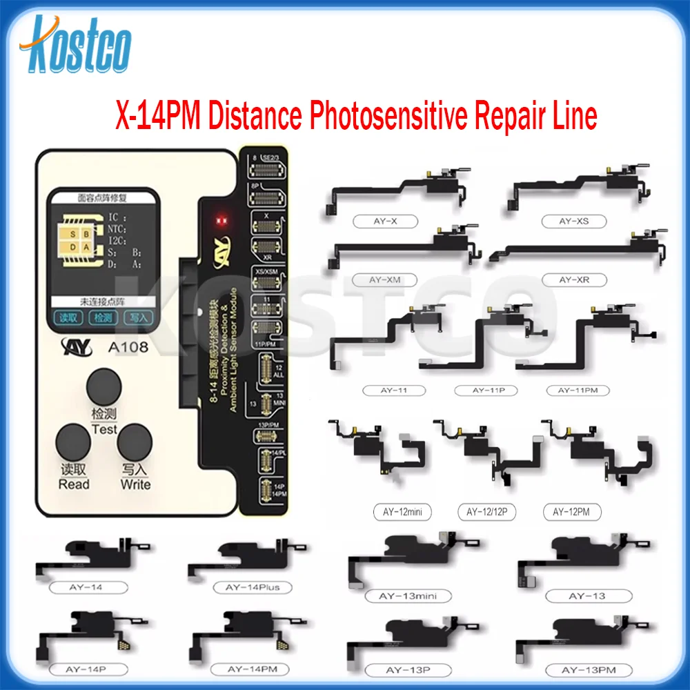 AY A108 Empfänger FPC Test Board Ohr Hörer Lautsprecher Flex Sensor Kabel Für iPhone X XR XSM 12 11 Pro MAX Reparatur Faex Kabel