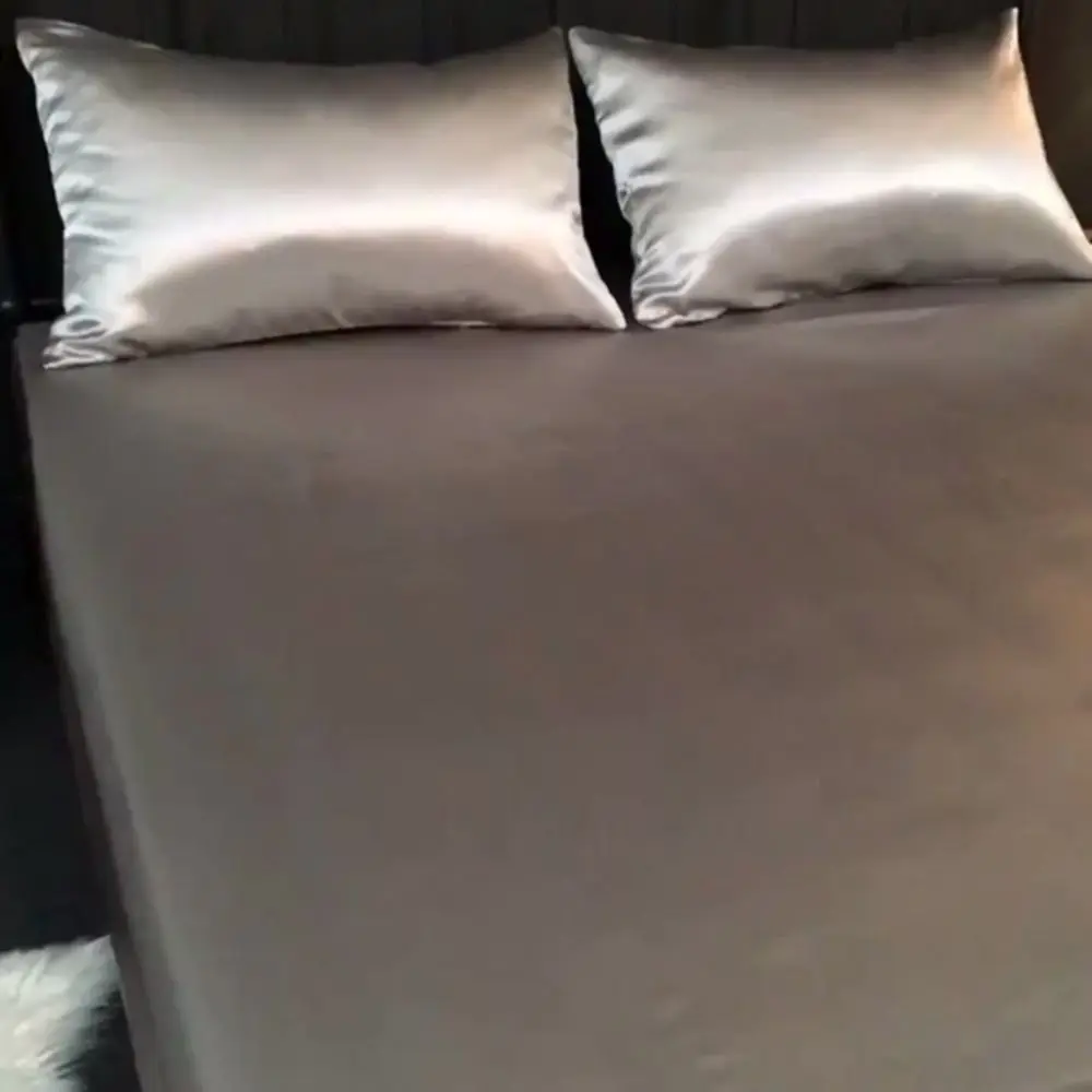 Bed Cover Waterproof Mattress Cover Satin Silk Dust Proof Mattress Pad Solid Color Breathable Matress Protector Hotel