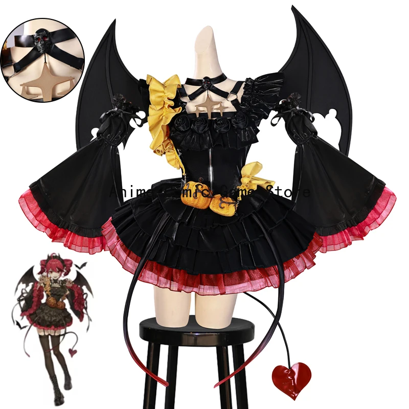 

XS-2XL Kasane Teto Cosplay Little Devil Anime Vsinge Teto Costume Wig Halloween Party Outfits for Women