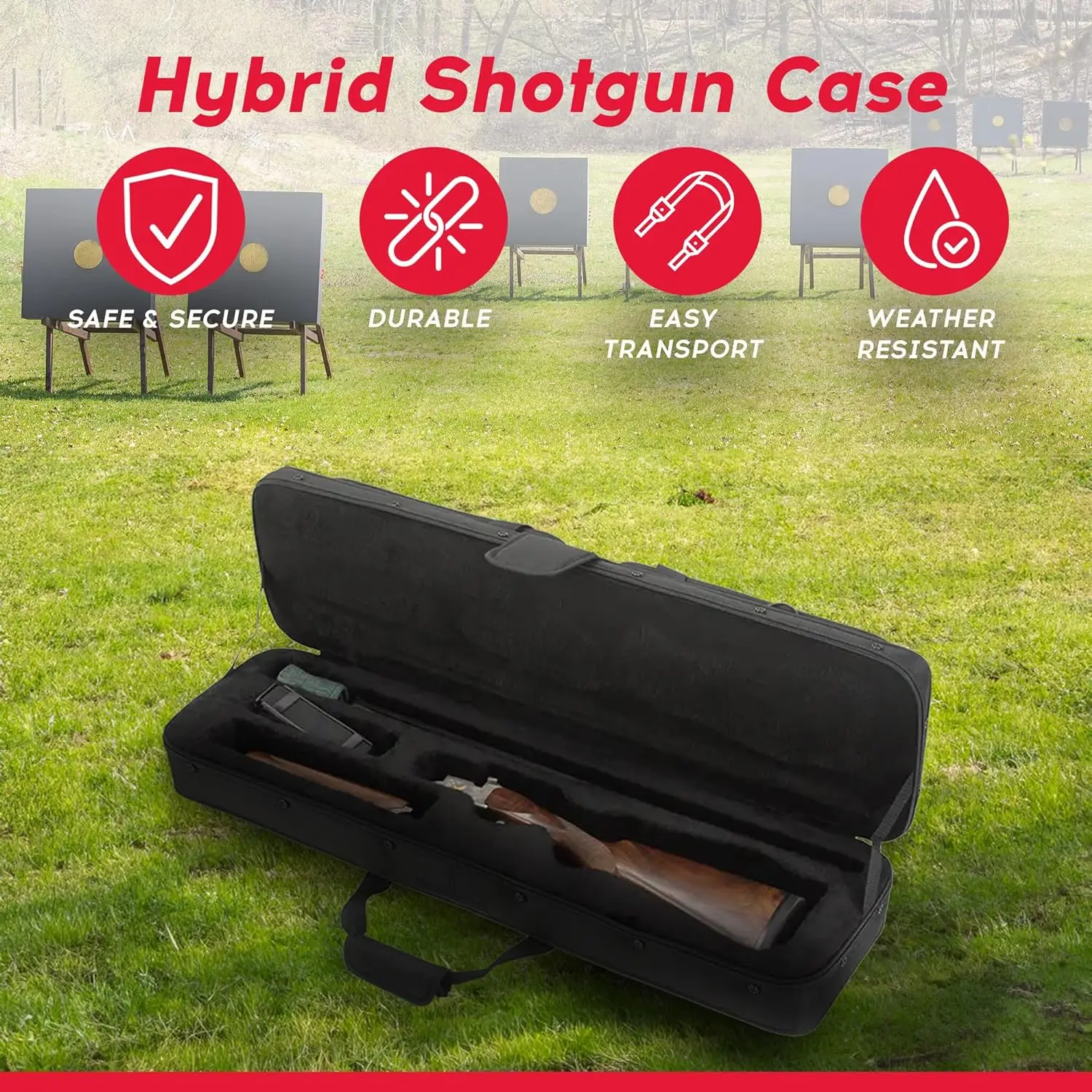 SKB Cases Rugged Exterior and Rigid Foam Interior Hybrid Breakdown Travel Shotgun Case for 33.75 Inch Barrels with 2 External