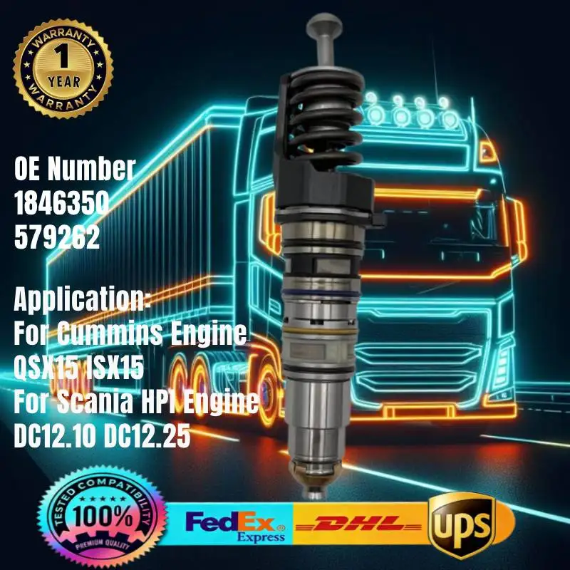 

1846350 579262 Common Rail Fuel Injector for Cummins QSX15 ISX15 Scania HPI DC12.10 DC12.25 Diesel Engine