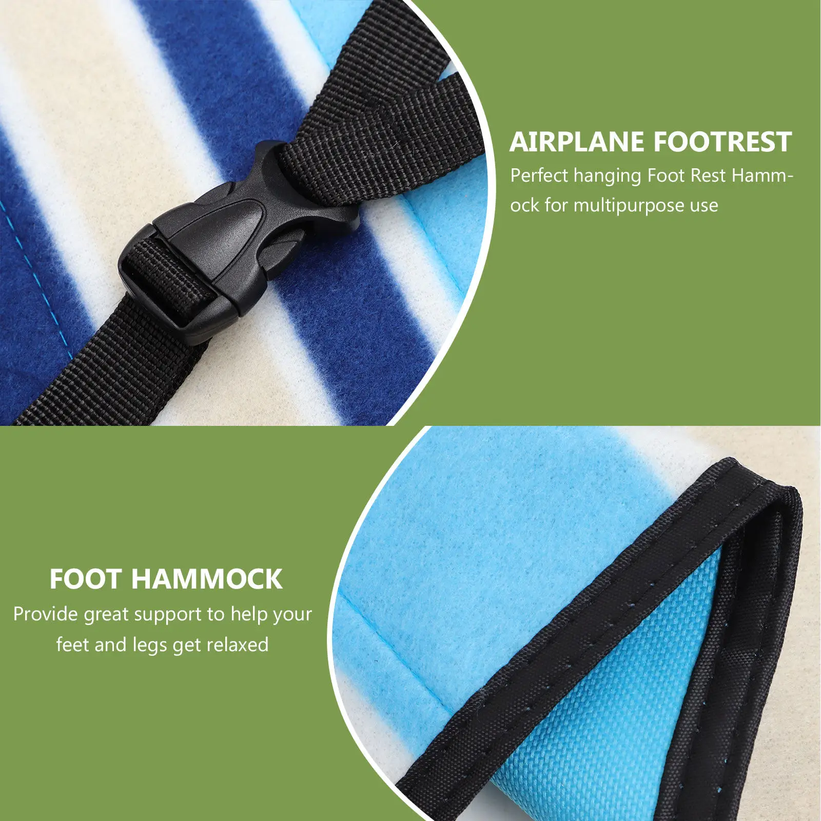 Airplane Footrest Hammock Adjustable Oxford Cloth Portable Travel Leg Rest for Flights Office and Outdoor Use