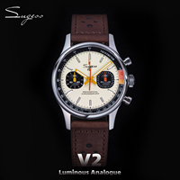 Sugess Watch of Men Chronograph Mechanical Wristwatches Tianjin ST19 Swanneck Movement Pilot Mens Watch Sapphire Crystal Gift V2
