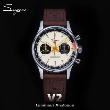 Sugess Herrenuhr Chronograph Mechanische Armbanduhren Tianjin ST19 Schwanenhalswerk Pilot Herrenuhr Saphirglas Geschenk V2