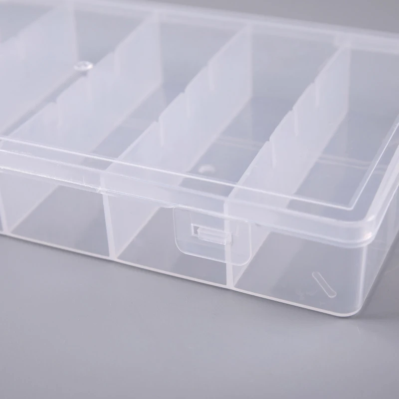 Rectangular 6 Grids Eyelashes Tools Storage Box Clear Plastic Cotton Swab Case Lashes Brush Tape Glue Organizer