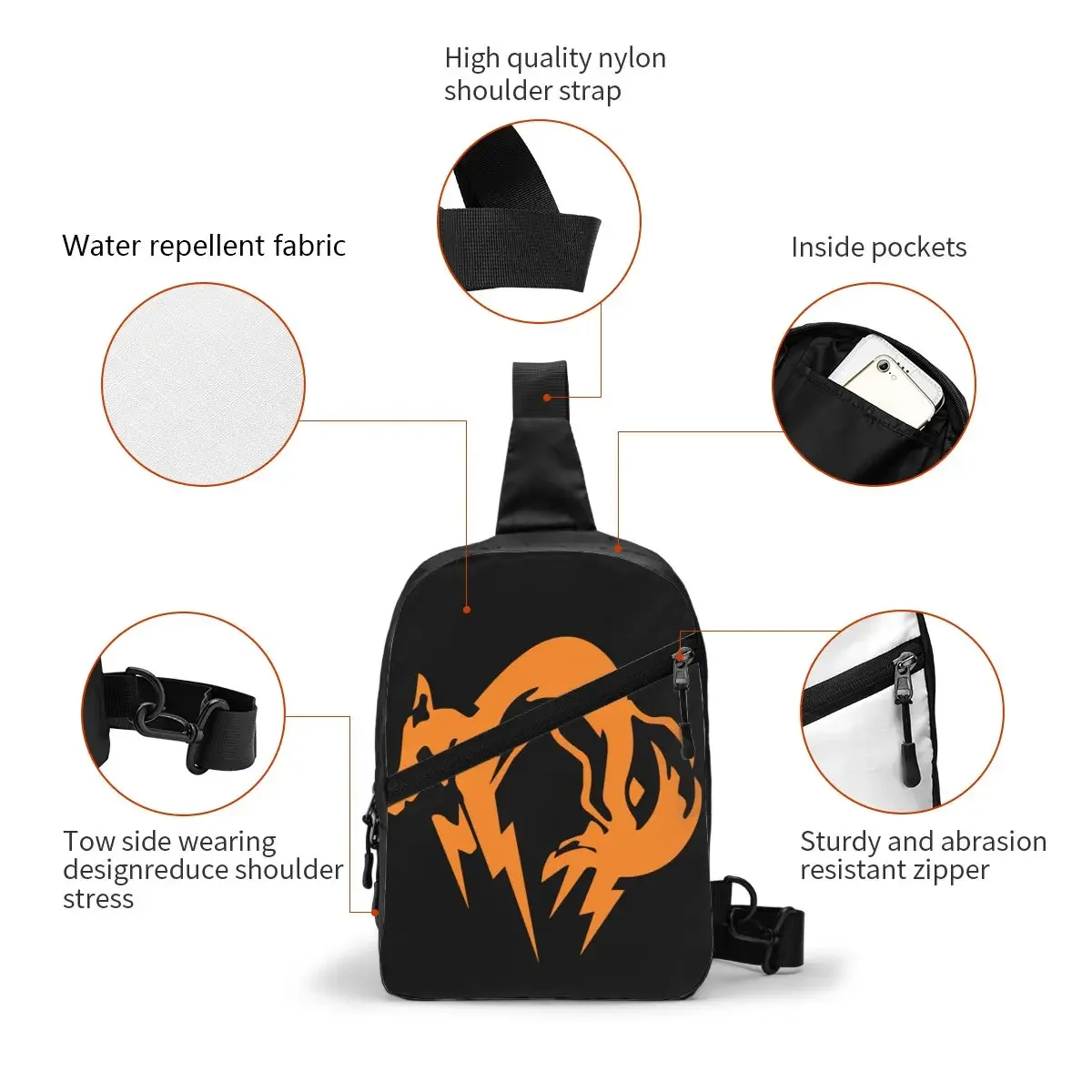 Cool Gear Solid Fox Logo Sling Bag for Travel Hiking Men Video Game Chest Crossbody Backpack Shoulder Daypack