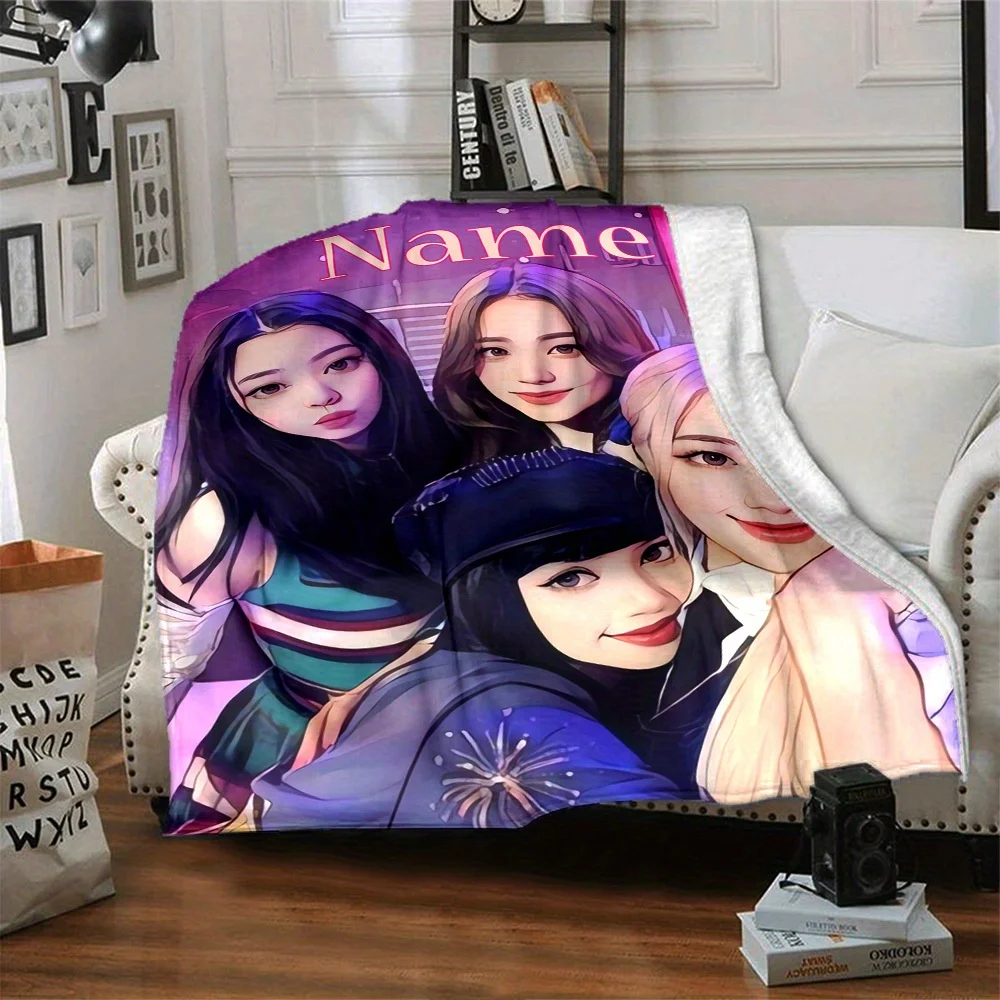Maßgeschneiderte K-Pop-Flanelldecke – moderner Stil, Ganzjahres-Polyester-Schal mit lebendigem Band-Mitgliedsaufdruck, perfektes Geschenk für Fans