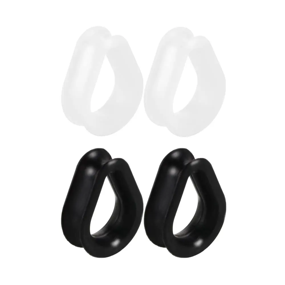 1 Pairs Black White Flexible Soft Silicone Hollow Teardrop Shape Ear Stretcher Plugs Gauges Tunnel Expanders Piercing Kit