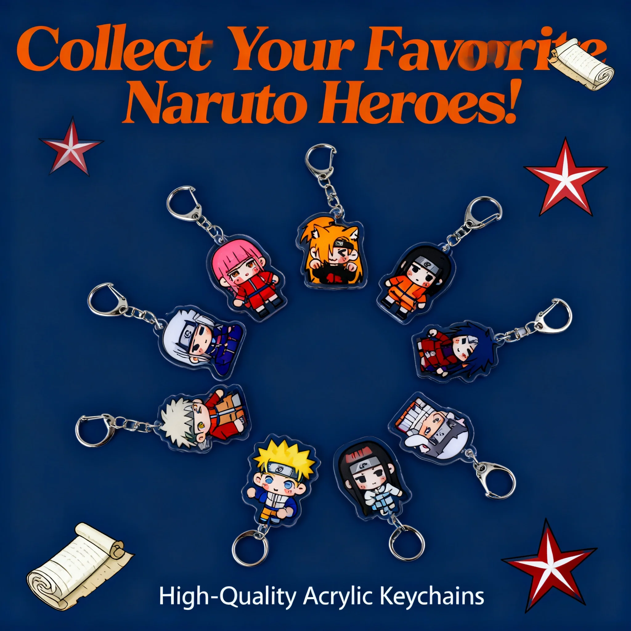 

Naruto Anime Acrylic Keychain Cute Cartoon Car Decoration Hanging Pendant Friends Gift Key Ring 2D Keychain
