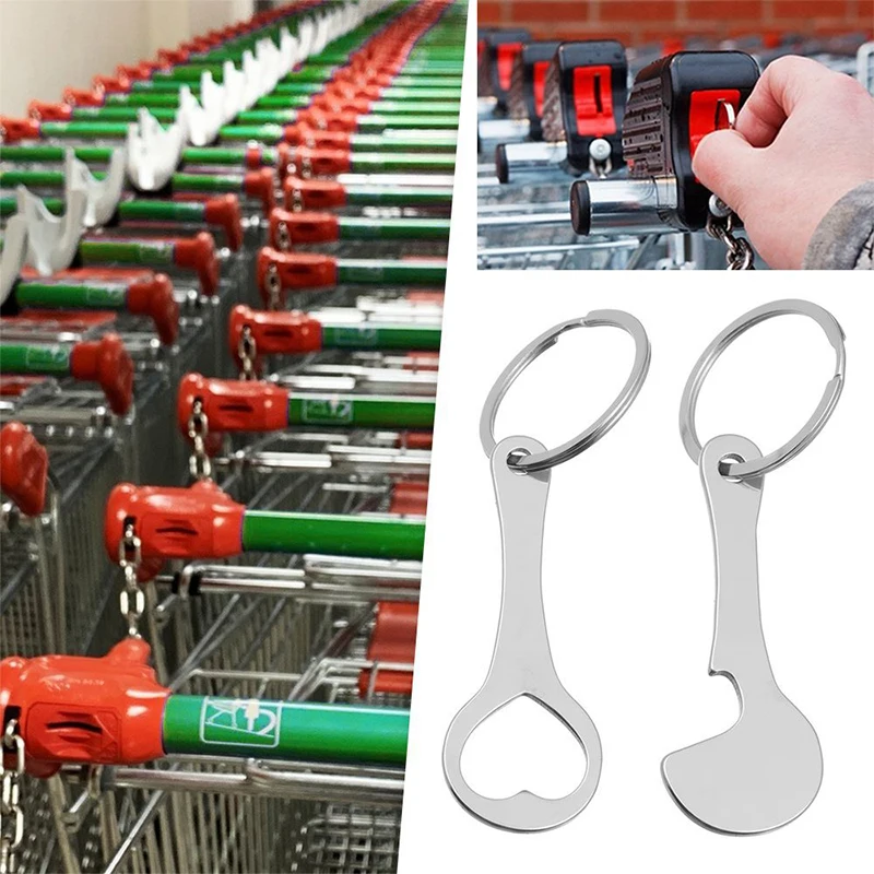 1Pc Metal Shopping Cart Tokens Trolley Token Key Ring Decorative Keychain Multipurpose Shopping Portable For Home Outdoor