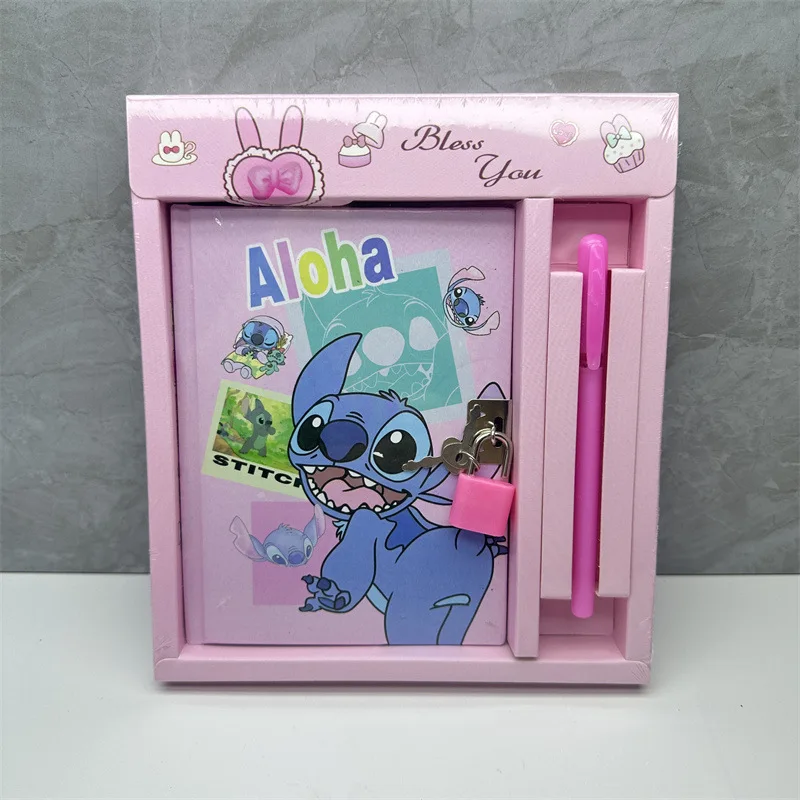 Disney Stitch Notebook Lock Box Blue Long Ears Stitch Notebook with Lock and Pen Combination School Supplies and Stationery
