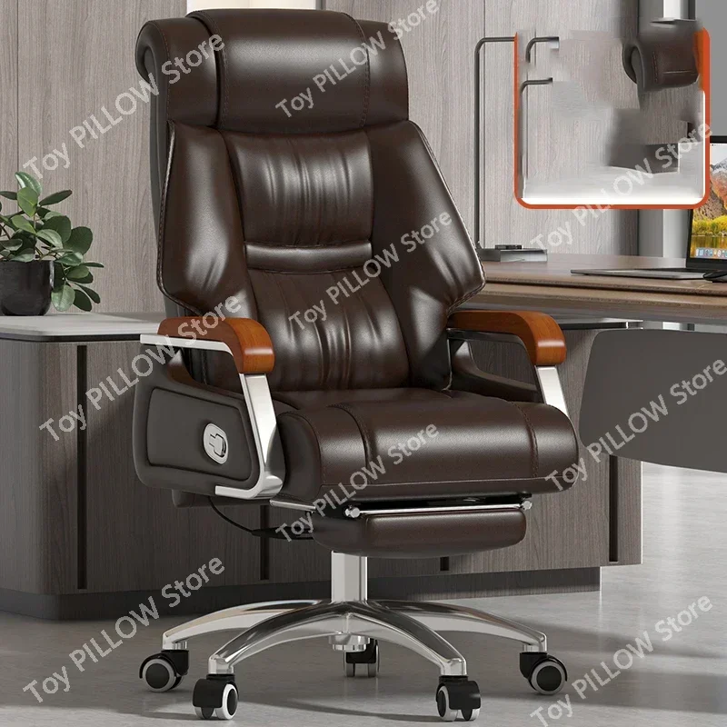 

leather boss chair computer household furniture reclining office comfortable long-lasting sitting rotating business