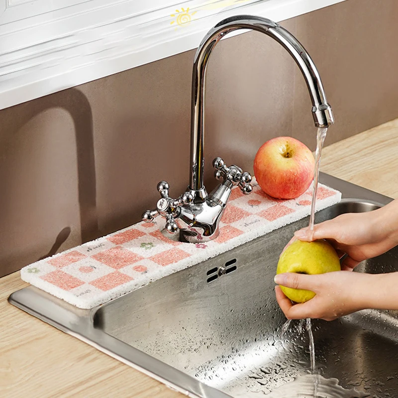 Kitchen Sink Splash Guard Sponge Customizable Dish Drying Mat Bathroom Sink Water Catcher Absorbent Mat Countertop Protector