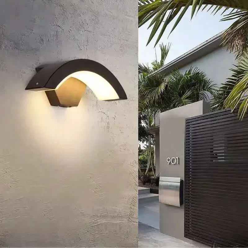 Designer IP65 Waterproof Outdoor Wall Lamp PIR Motion Sensor  Light Garden Porch Frontdoor Black Aluminum  Body