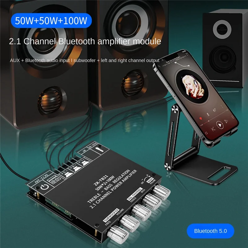 AS95-TPA3116D2 مكبر للصوت لوحة تركيبية ZK-TB21 2.1 قناة بلوتوث وحدة رقمية السائبة عالية/منخفضة لهجة وحدة مضخم الصوت سهلة ل U