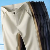 29-42 Pantalones de verano para hombre, pantalones casuales elásticos rectos finos sin rastro, sin tela para planchar, sensación sedosa y fresca