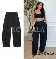 Pantalones Plisados Elegantes KONDALA para Mujer, Estilo Minimalista, Tipo Globo, Nueva Colección Primavera 2026, Chic y Casual