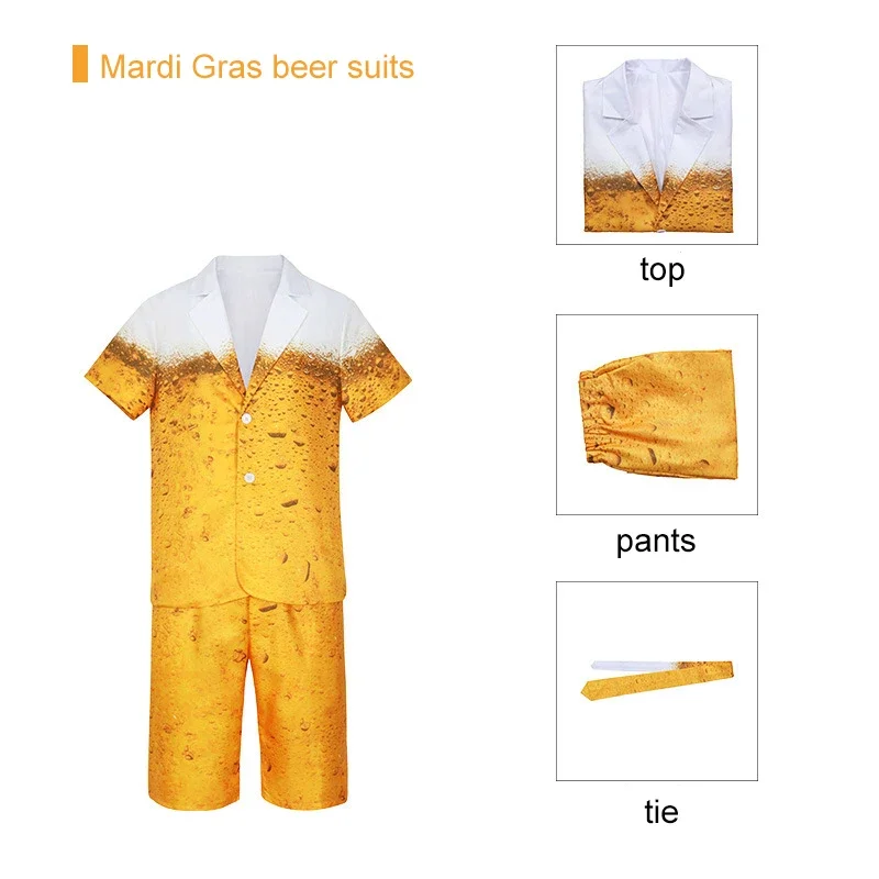 Men\'s Oktoberfest Suit Costume Adult Bavarian Beer Cosplay Dress Fancy Yellow Carnival Party Fantasia Halloween Role Clothes