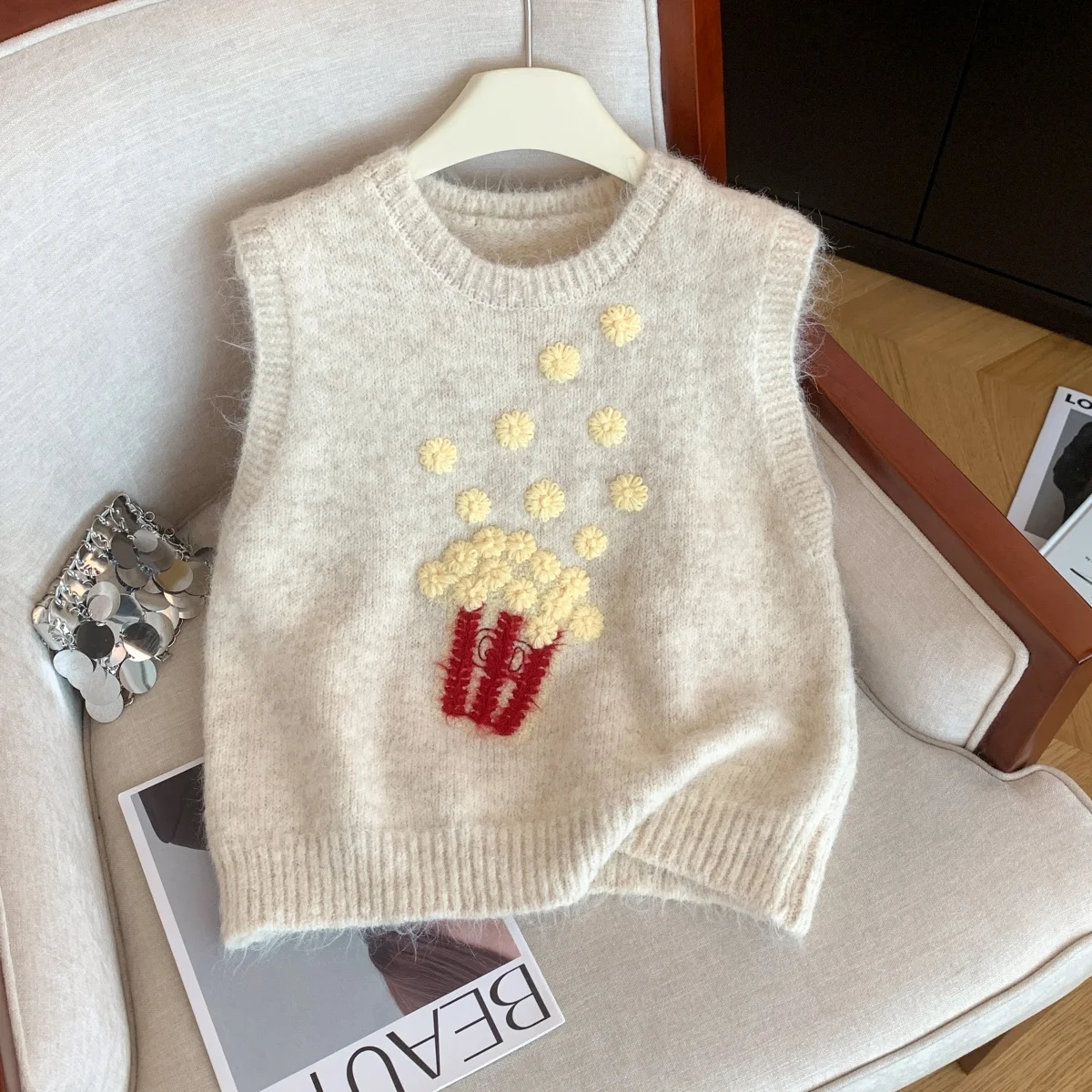 Femmes bleu marine tricot pull gilet Vintage années 2000 coréen sans manches pull en cachemire pour les femmes automne hiver vêtements