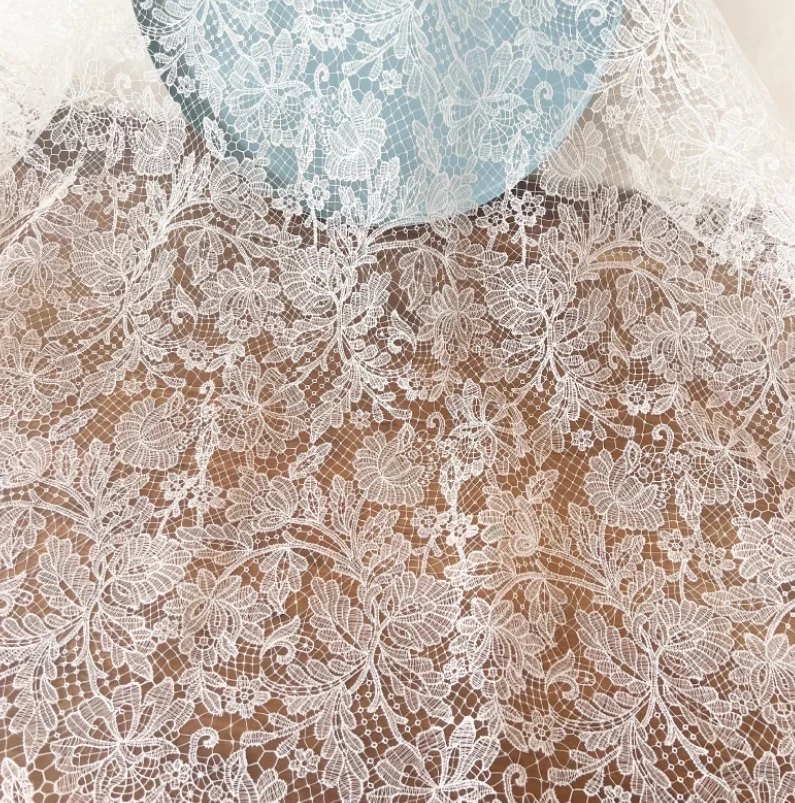 Fine Off White Fish Thread Wedding Lace Fabric, Hollow European and American Dress, Dress Accessories