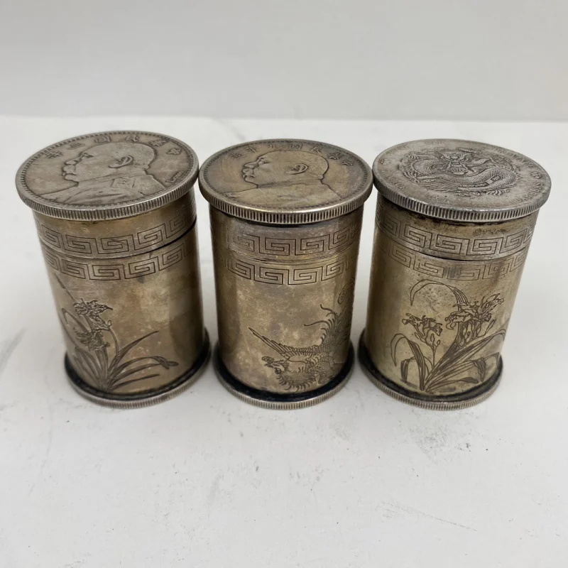 Vintage Silver-Plated Toothpick Box White Copper Silver-Plated Hollow Home Decor Antique Light Craft Ornament