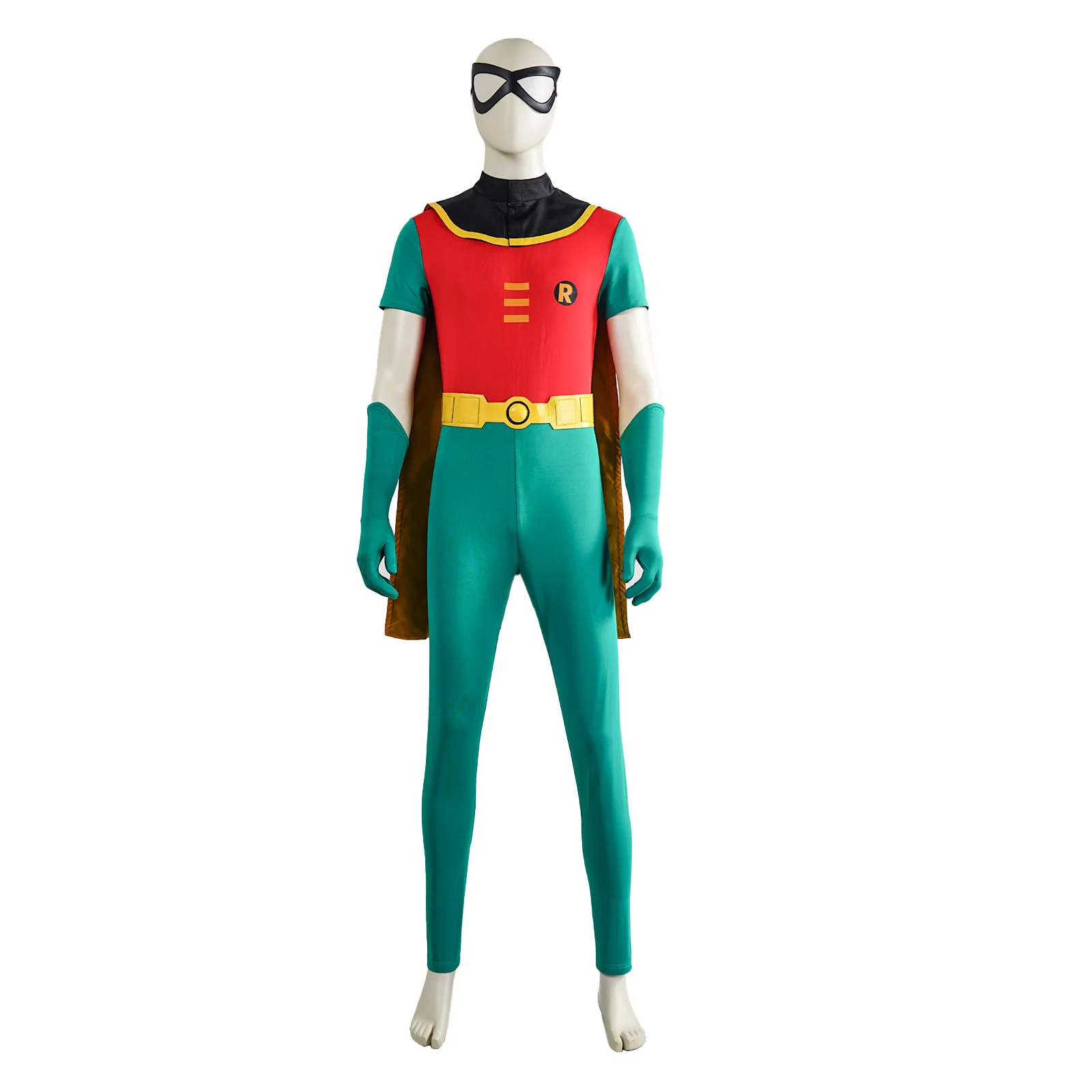 

Superhero Robin Halloween Costume One-piece Tight Suit With Cape