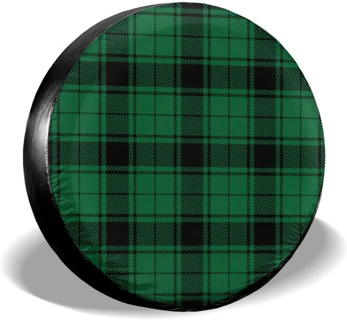 Scots Style Tartan Plaid Spare Tire Cover Waterproof Dust-Proof Wheel Protectors Universal for Trailer,,SUV,RV and M