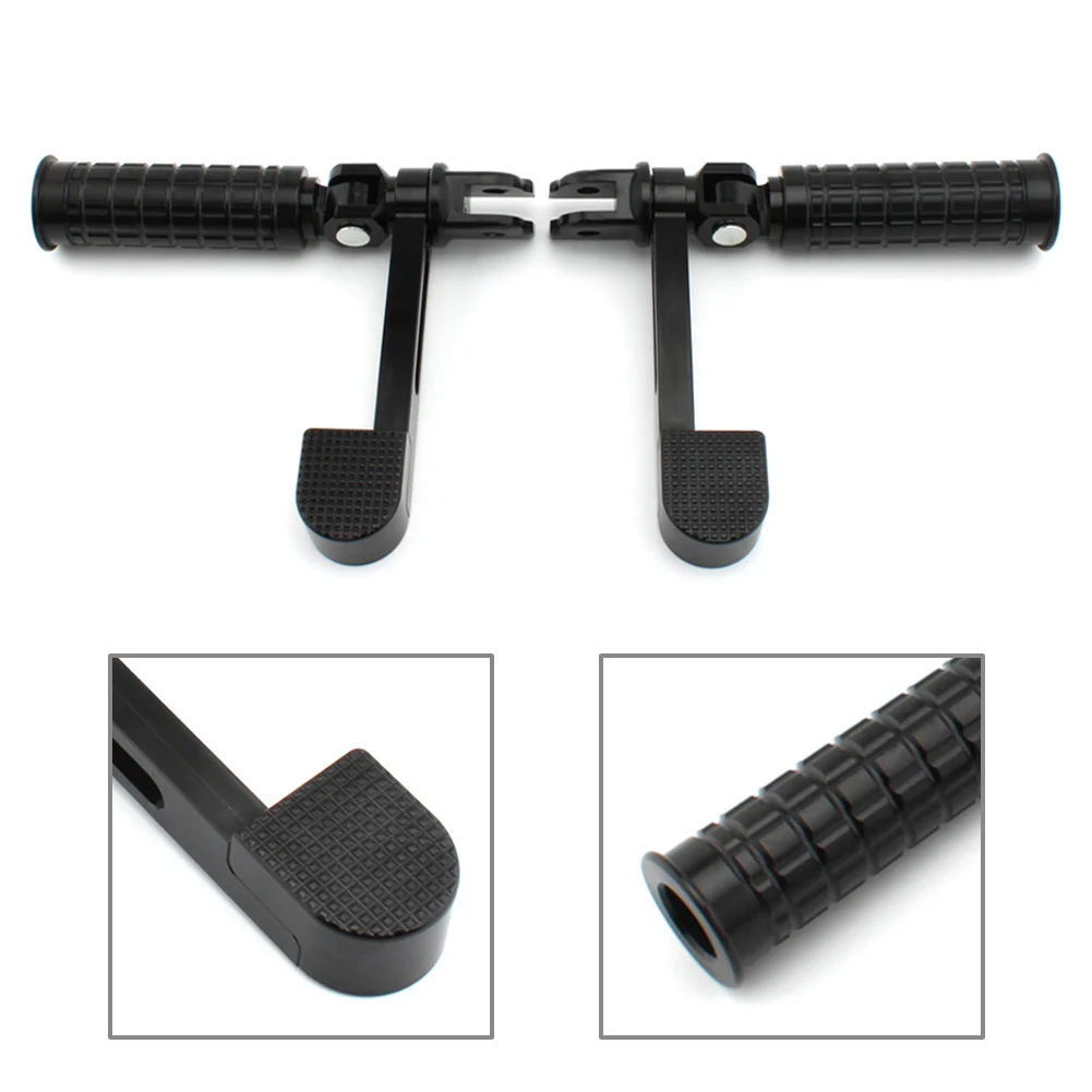 Black Motorbike Foot Pegs Heel Support Heel Foot Rest Pegs For Harley Softtail Fatboy FLDE FLFB FLHC FXBB FXBR FXFB FXLR