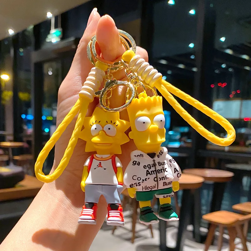 The Simpsons Keychain Kawaii Walt Disney Anime Simpson Fashion Keychain Figurine Pendant Girl Backpack Ornament Fun Holiday Gift