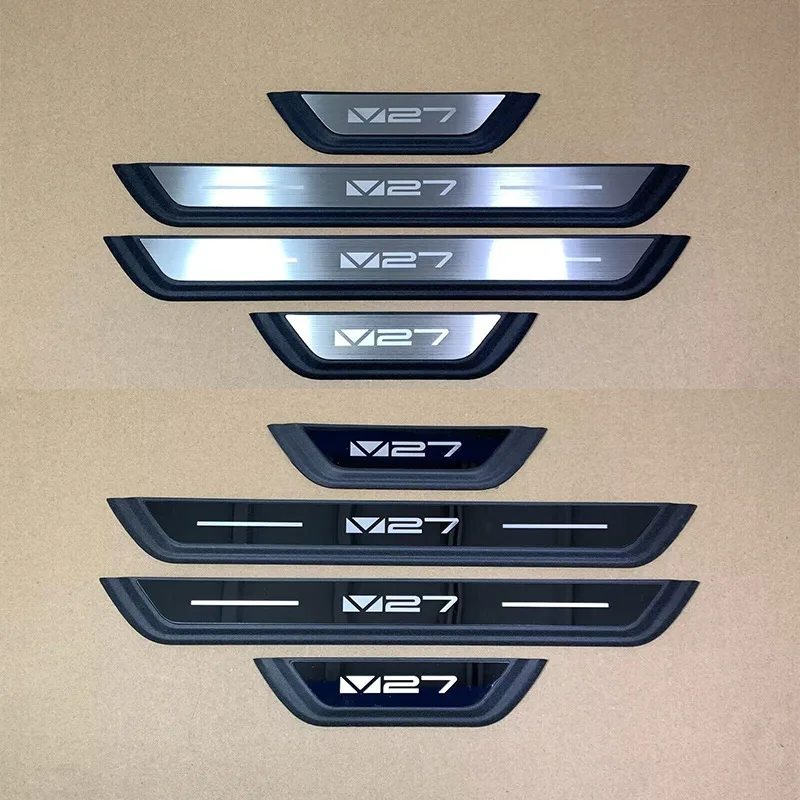 For iCAR V27 iCAUR V27 Auto Door Sill Pedal Cover Scuff Plate Trims Protector Sticker Car Styling Self-adhesive Plastic Base 4pc