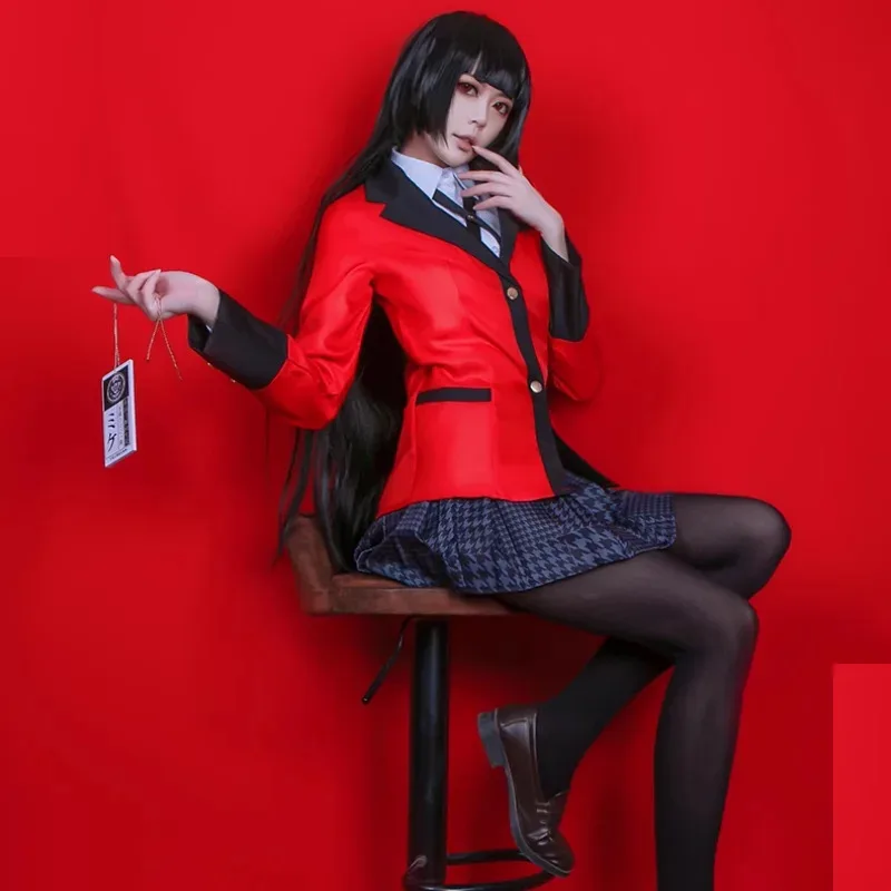 Kakegurui Jabami Yumeko Cosplay Costume Halloween Sayaka Compulsive Gambler Anime Girl Pleated Skirt Uniform Full Set