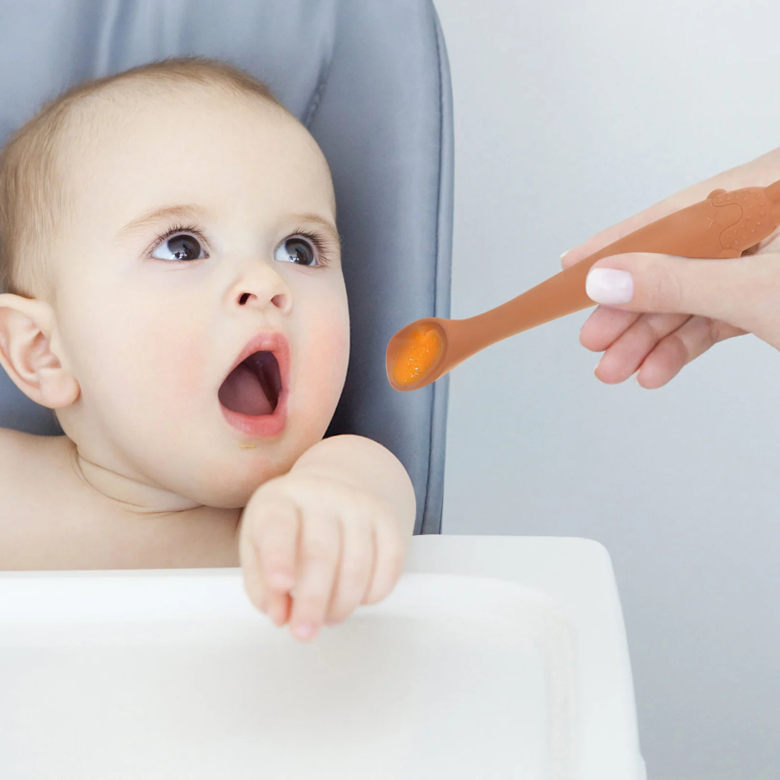 

Силиконовая детская ложка для кормления, ложки для детей 6+ месяцев, мягкая безопасная посуда для кормления, не содержащая BPA, еда для малышей