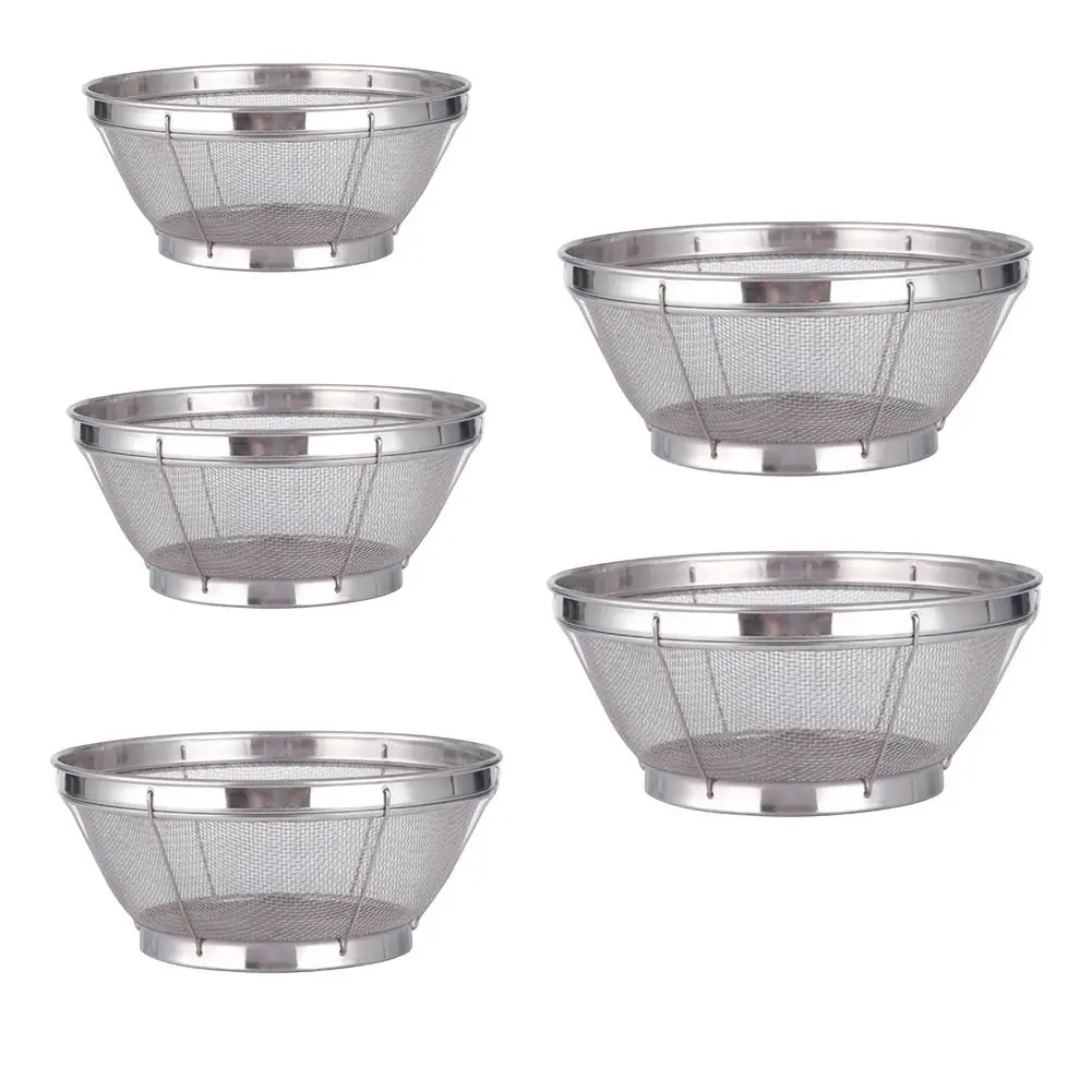 Stainless Steel Fine Mesh Strainer Multi Function Vegetable Fruit Washing Kitchen Colander Self-draining Base Strainer Basket