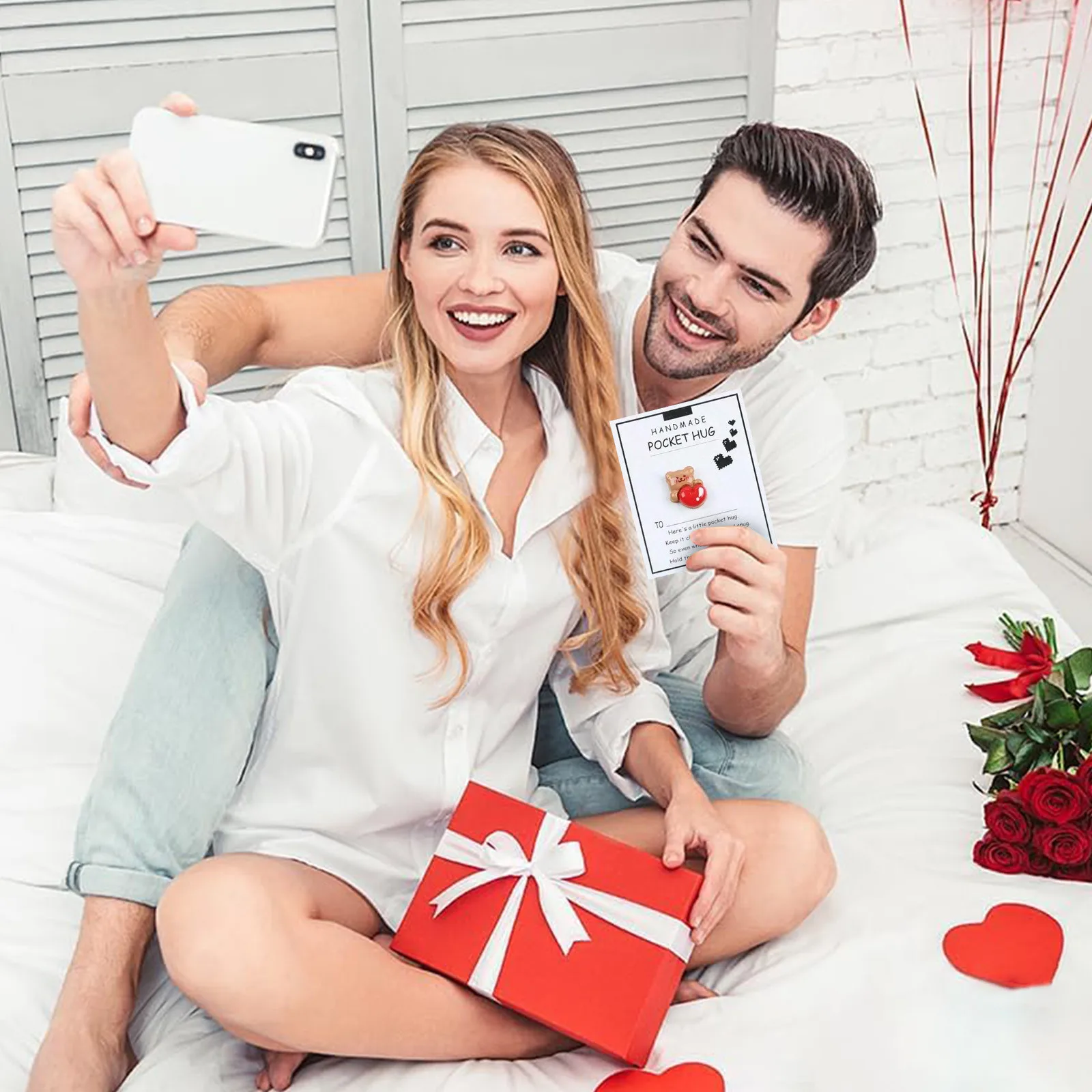 1/10 قطعة بطاقة عناق الجيب اليدوية مع الراتنج الحب الدب لعيد الحب الصداقة تشجيع وعطلة تحيات #4