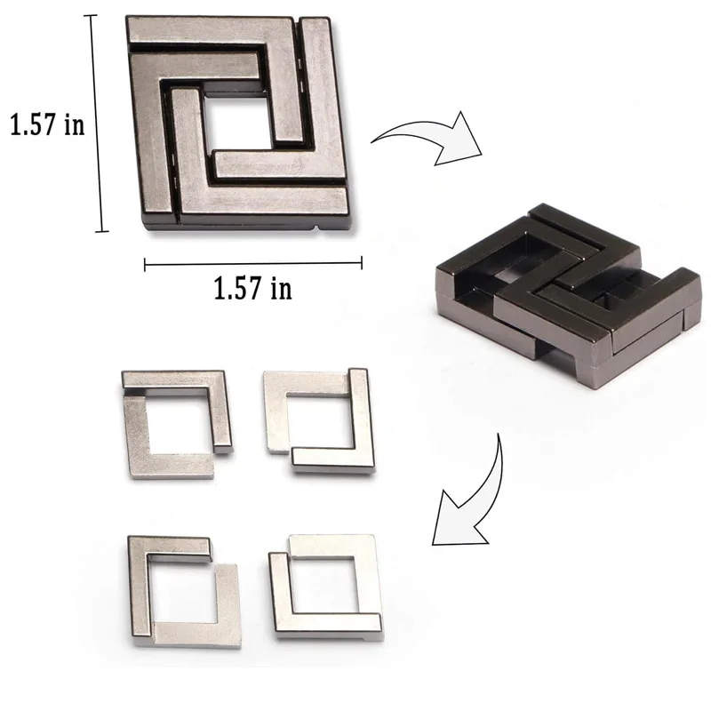 성인을위한 3PCS 금속 분리 퍼즐 어린이 매우 어려운 두뇌 티저 게임 말굽 잠금 IQ 테스트 교육 완구