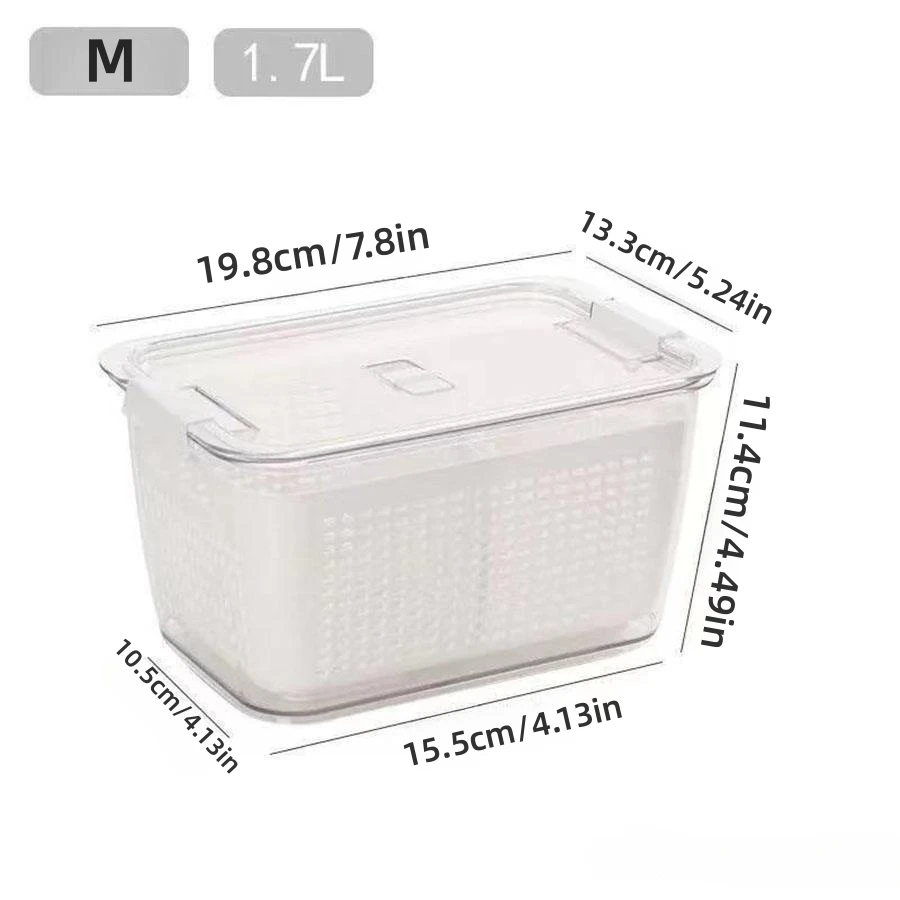 1-Piece Refrigerator Container with Removable Colander Leak-proof Food Storage Container Keeps Fruits, Vegetables and Meat Fresh