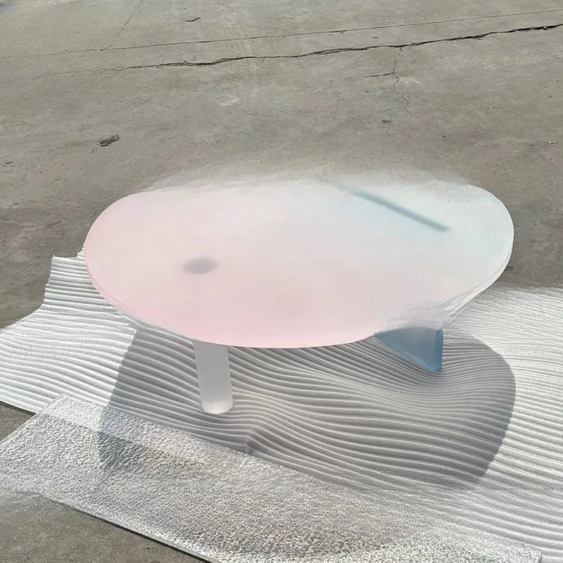 

Acrylic pink gradual change matte coffee table living room home modern simple sofa side few balcony coffee small round table