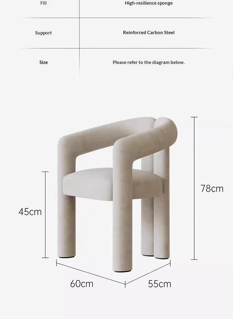 &Heart Chair Simple Modern Thickened Light Dining Chair Black Metal Frame Velvet Upholstered Designer Style Small