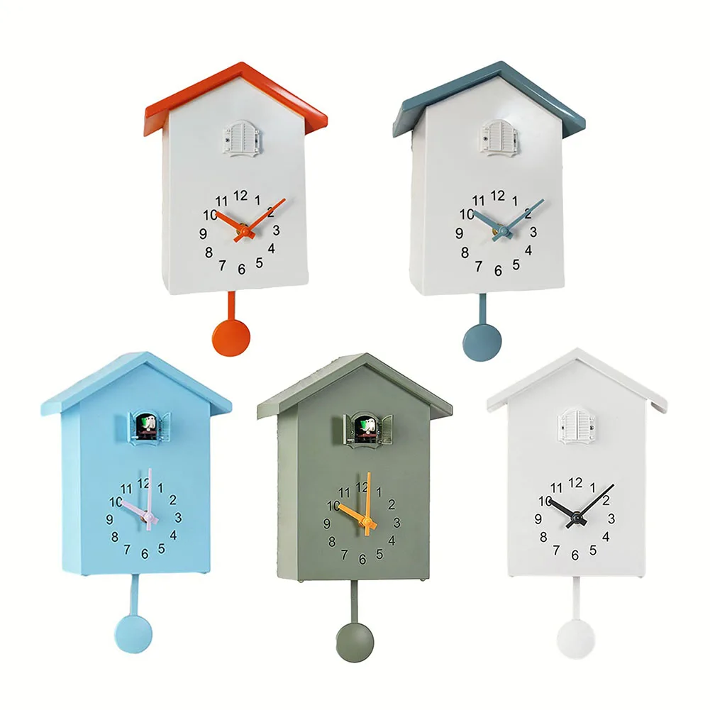 1pc Cuckoo Clock Voices Call Bird House Wall Art Home Living Room Office Decoration Home Decor ABS Wall Clocks