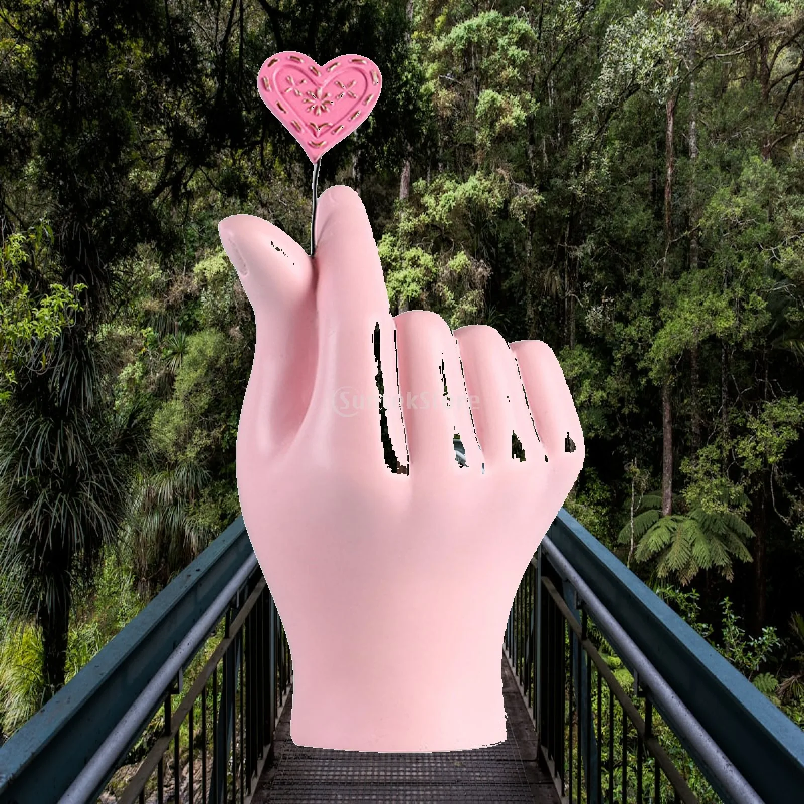 Creative Heart Finger Gesture Statue Figurine Love Hand Sculpture Gesture Figure for Living Room Bedroom Decor Gift Ornament