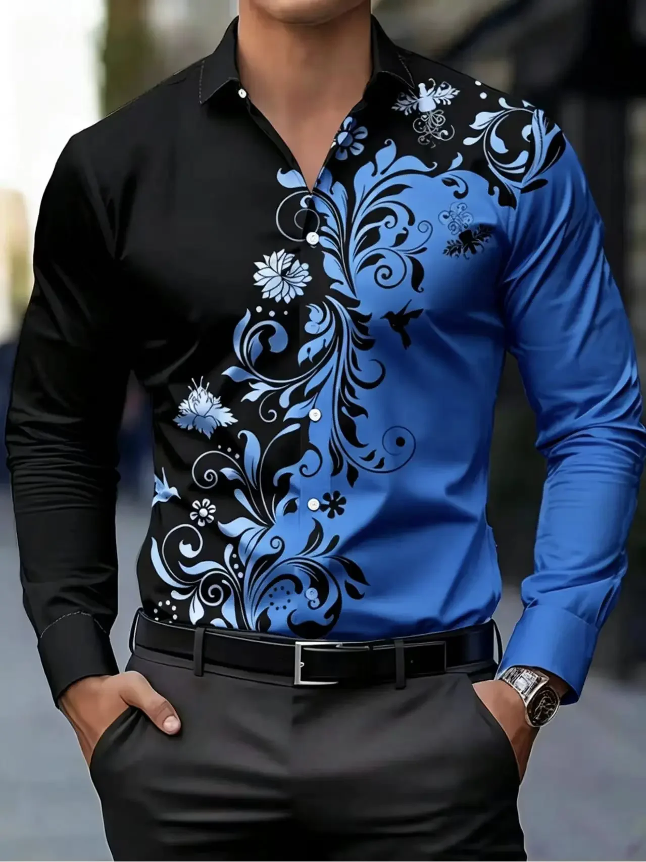 Premium Men's Floral Print Long Sleeved Buttoned Casual Shirt- 12 Colors, Comfortable & Fashionable