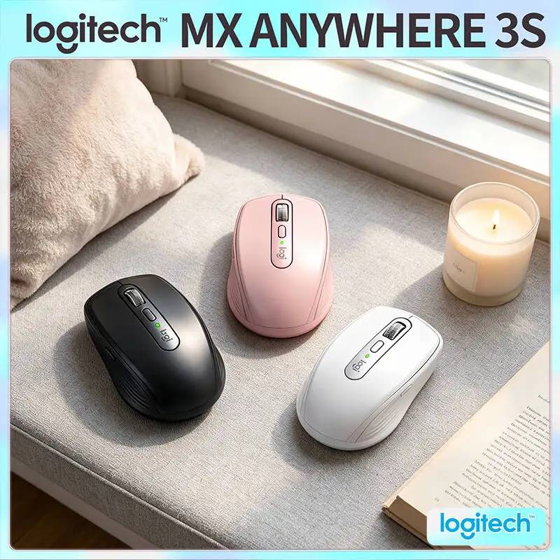 Compact Logitech MX Anywhere 3S - 8000 DPI, MagSpeed Scroll, Silent Click, USB-C Charging for Travel Work