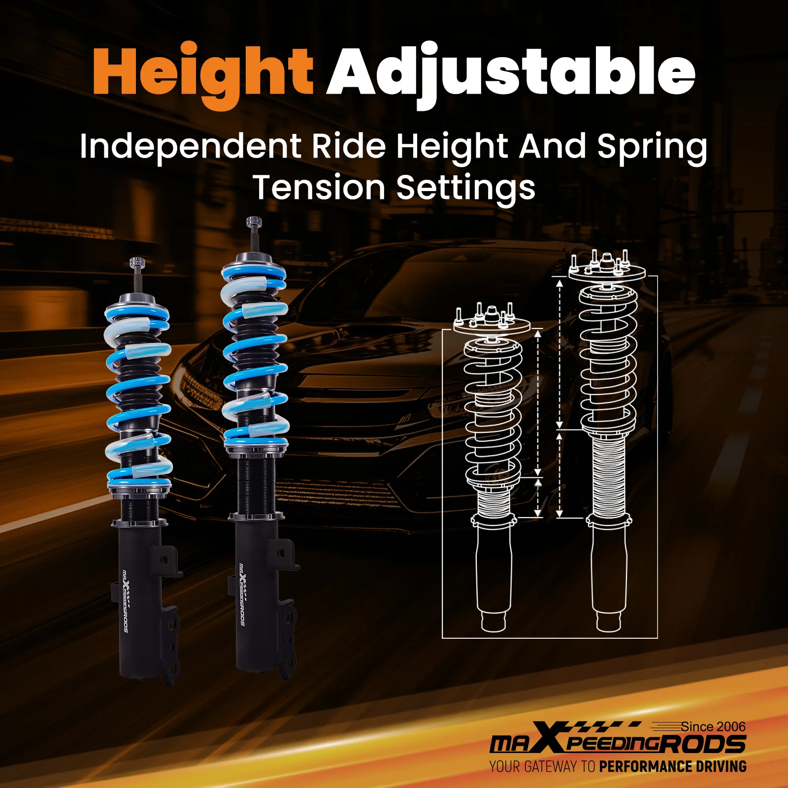 

New 24 Way Front Rear Coilovers Shocks Struts Lower Kit for Kia Soul 2010-2013 Daily Use Shocks Damping Adjustable