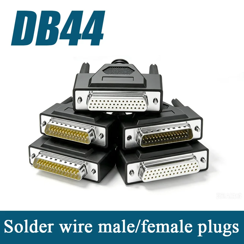 Industrial DB44 Male Female Head Terminals Solid Needle Welding Wire Server Plug Connector 3 Rows 44Pin Gold Plating Socket