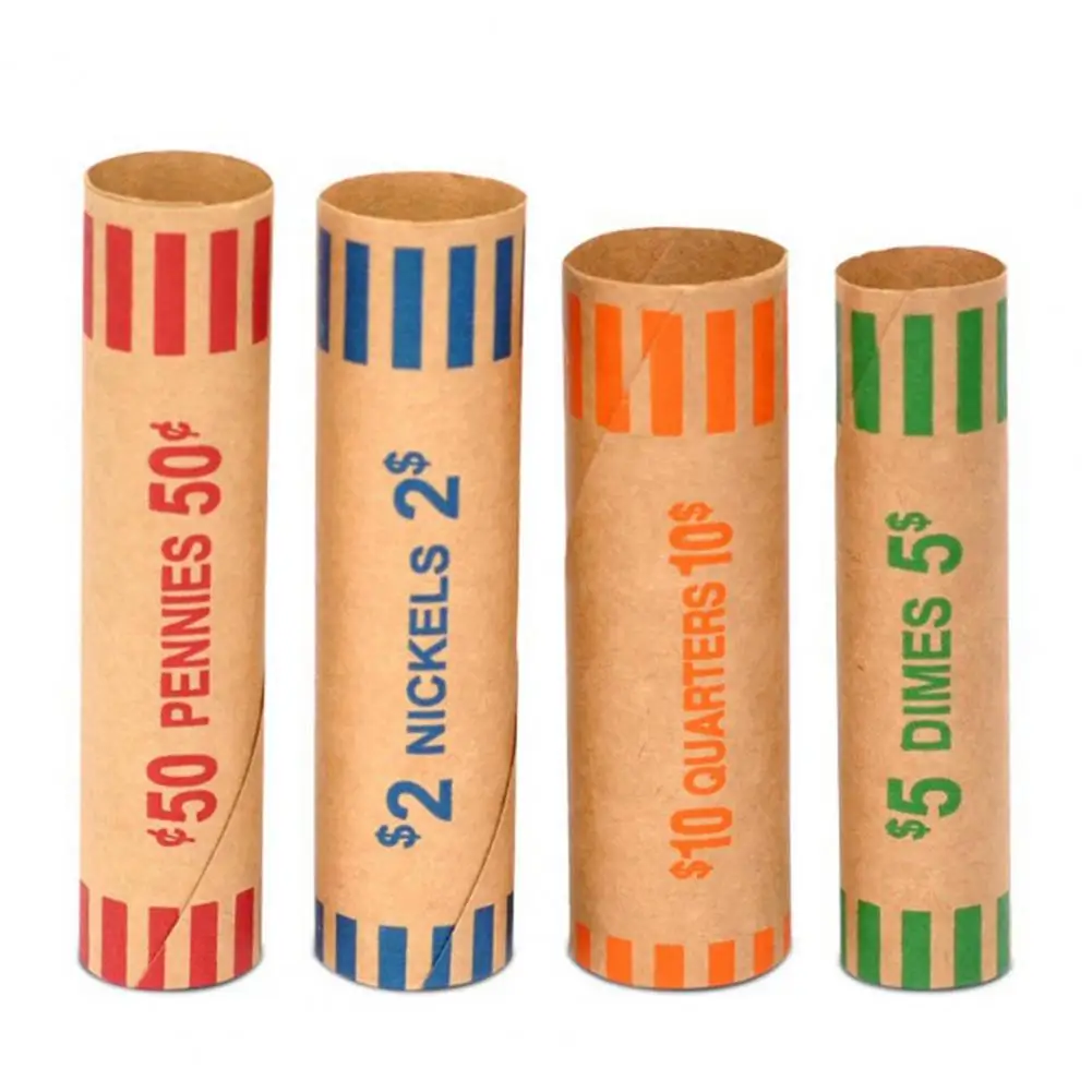 Emballages de pièces de monnaie codés par documents assortis, boîte enveloppée, rouleaux préformés pour les banques, échange de pièces gauche, supermarché, 10 pièces