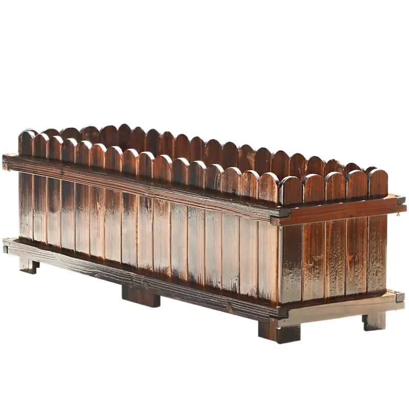Flower box Planting Outdoor courtyard preservative wood Flower Solid wood long square vegetable planting box Planting