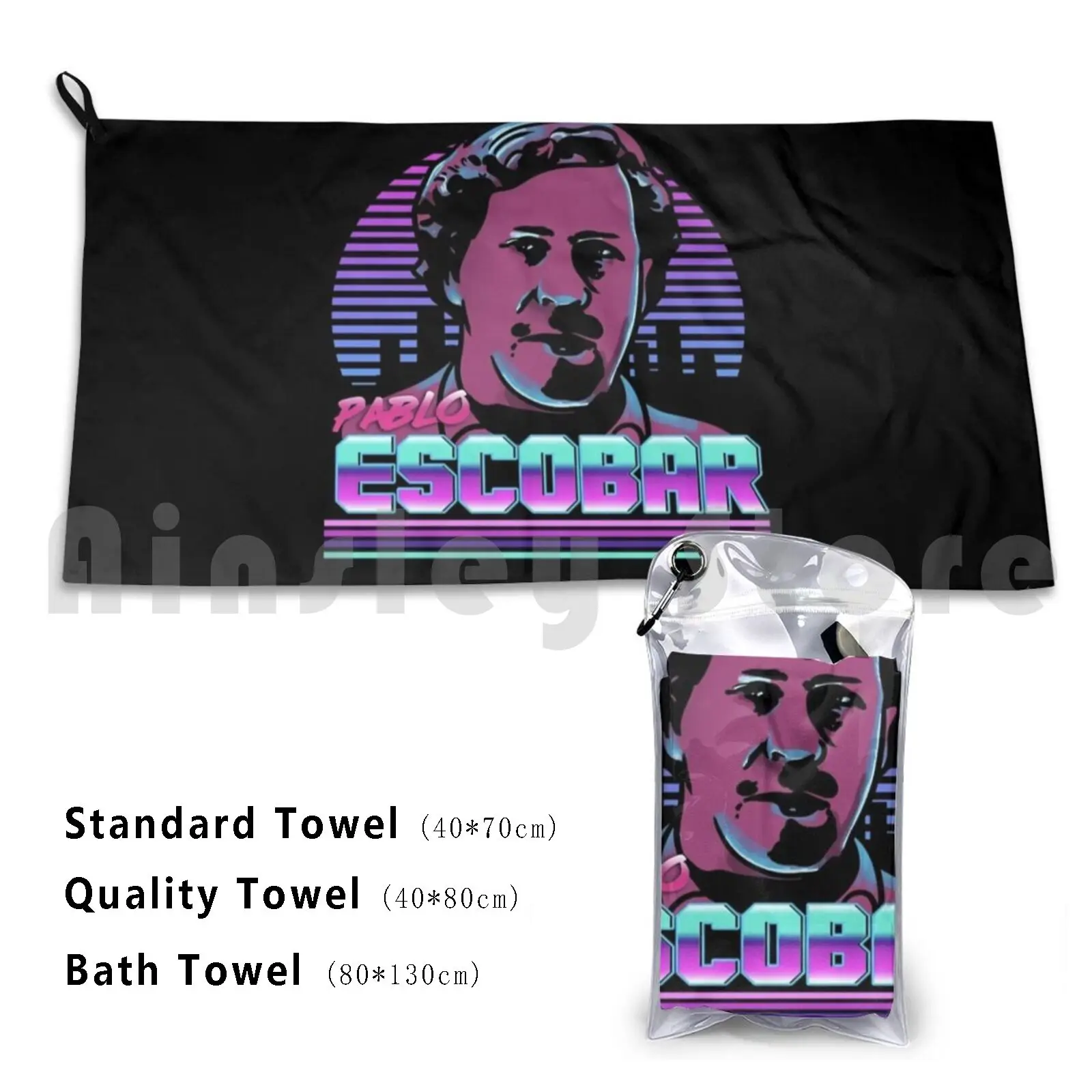 Pablo Escobar-Miami Lights Beach Towel Quick Dry Quality Towel Pablo Escobar Drug Baron El Patrón Don Pablo Cartel