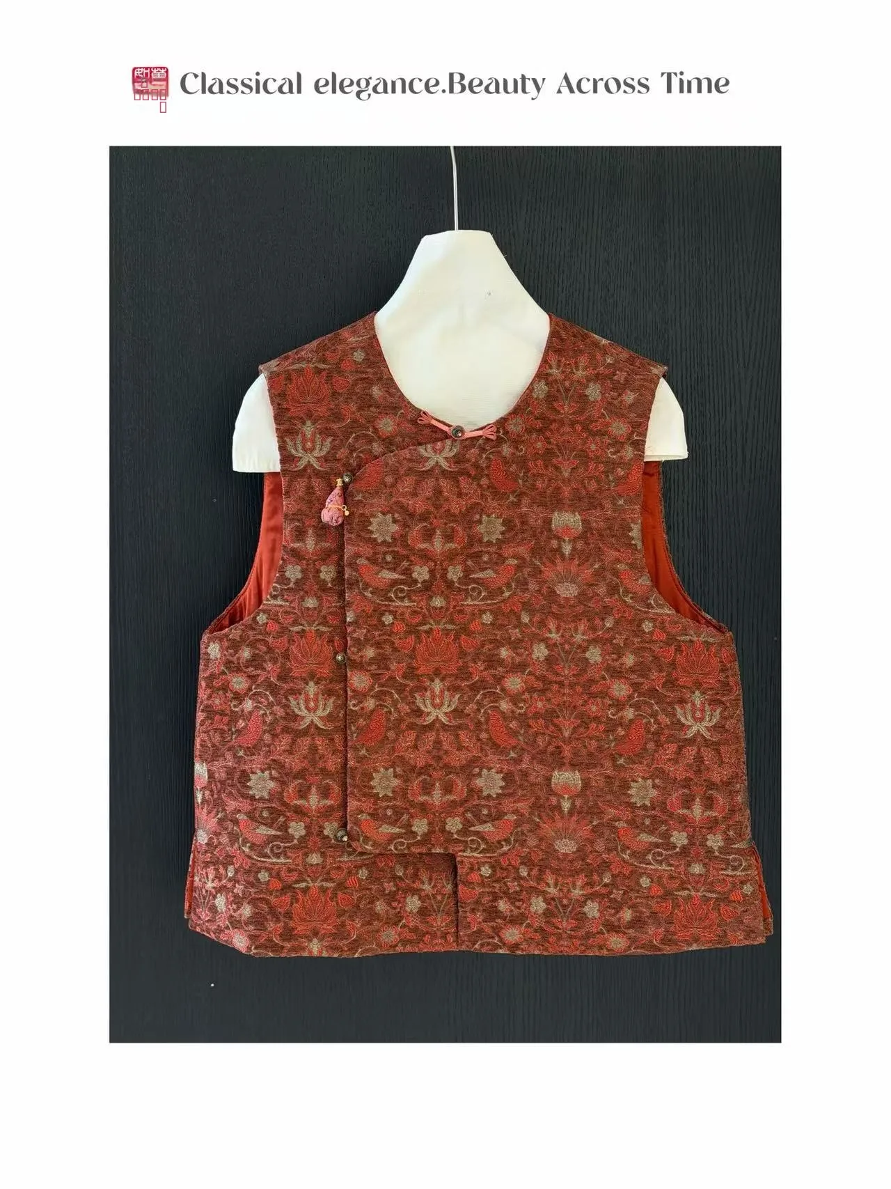 

Женская зимняя куртка XIAOX Fortune Fraance Song с вышивкой в национальном стиле, круглым вырезом, на одной пуговице, с цветочным узором