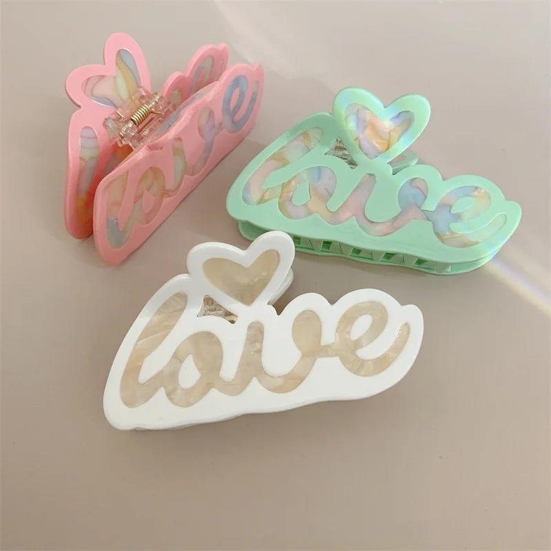 DuoShang Valentine's Day Sweet Love Letter Acetate Hair Claw Light Luxury Eco-friendly Claw Clip for Women Girl Hair Accessories